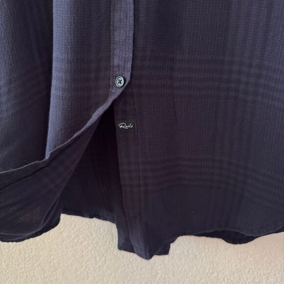 Rails Bianca Long Sleeve Tunic Dress Women’s M Charcoal Shadow Plaid Button Up - Picture 7 of 14